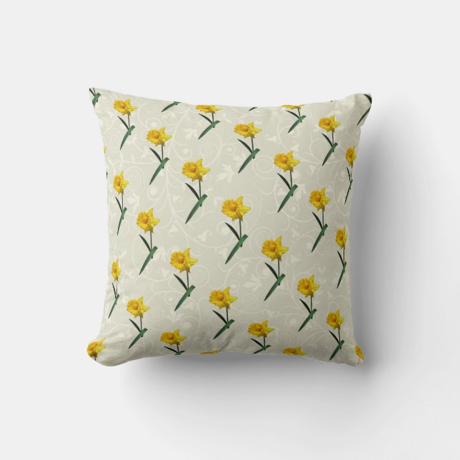 Daffodil Waving Hi Throw Pillow (Front)