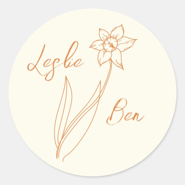 Daffodil Wedding Sticker (Front)