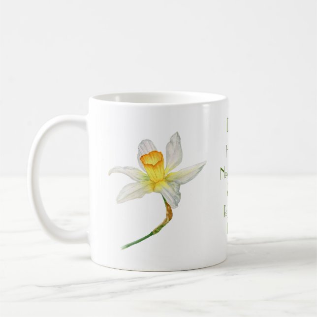 Daffodil with positive flower meaning watercolor coffee mug (Left)