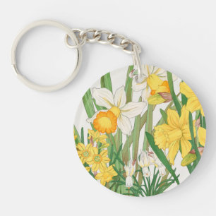 Daffodil Woodblock Painting, Tanigami Kônan, 1917 Keychain