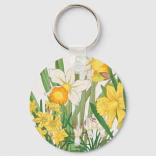 Daffodil Woodblock Painting, Tanigami Kônan, 1917 Keychain
