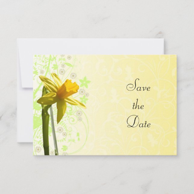 Daffodil Yellow Floral Spring Save The Date (Front)