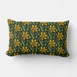Daffodil yellow flower art floral                  lumbar pillow