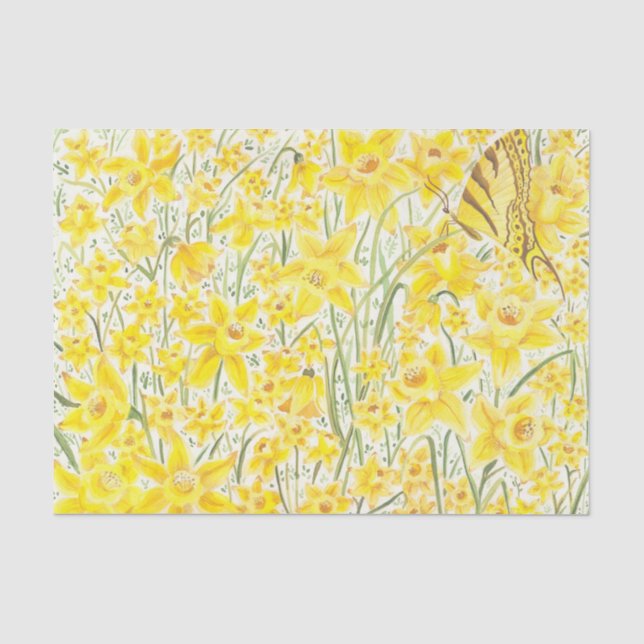 Daffodil Yellow Flower Tissue Paper (Front)