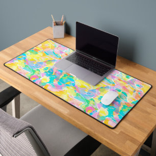 Daffodil Yellow Pastel Abstract Desk Mat