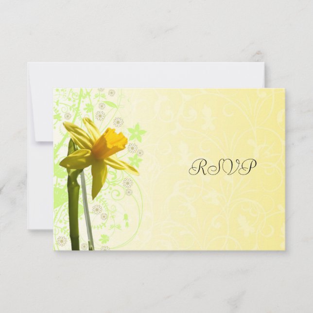 Daffodil Yellow Spring Wedding RSVP Reply (Front)