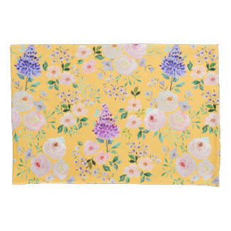 Daffodil Yellow Watercolor Floral Pillowcase