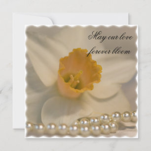 Daffodile blanc et Faire-part de mariage perles