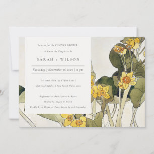Daffodile Jaune Rustique Flora Couples Invitation 