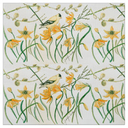 Daffodiles et Goldfinches Tissu
