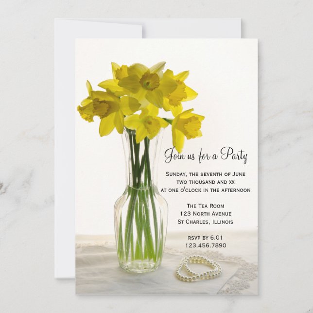 Daffodiles et perles Invitation du Parti général (Devant)