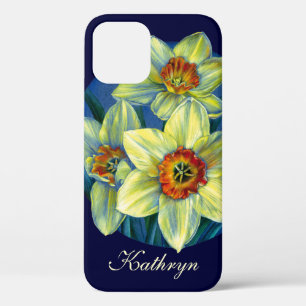 Daffodiles jaune bleu coque de ressort personnalis