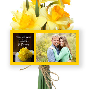 Daffodiles rustiques et Merci Mariage en bois de g