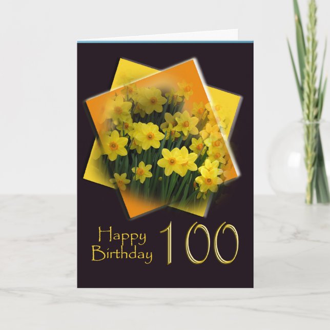 Daffodils - 100th Birthday Congratulations Card (Front)