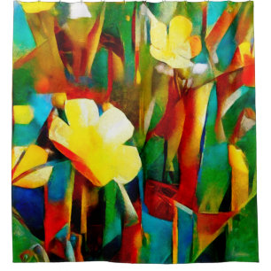 Daffodils. Abstract floral composition in a cubist