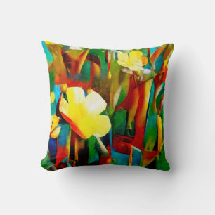 Daffodils. Abstract floral composition in a cubist Throw Pillow