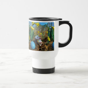 Daffodils and Blue Easter egg Travel Mug