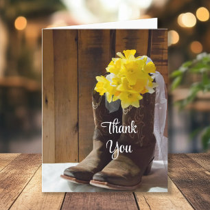 Daffodils and Cowboy Boots Country Barn Thank You Card