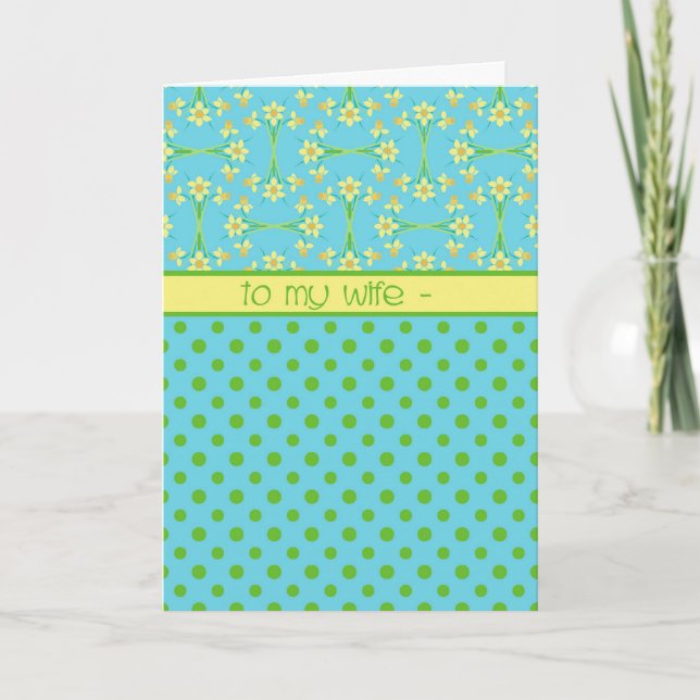Daffodils and Polka Dots, Easter Card, for Wife Holiday Card (Front)