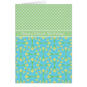 Daffodils and Polkas March Birth Month Flower Card