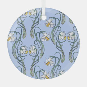 Daffodils Art: Nouveau Spring Glass Ornament