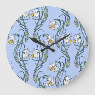 Daffodils Art: Nouveau Spring Large Clock