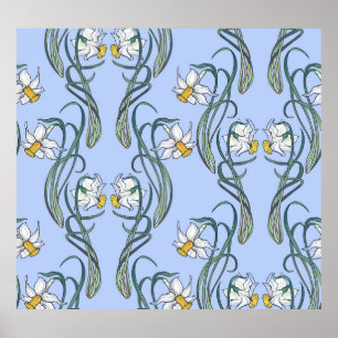 Daffodils Art: Nouveau Spring Poster