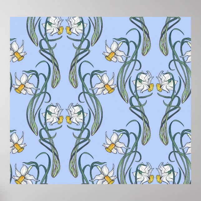 Daffodils Art: Nouveau Spring Poster (Front)