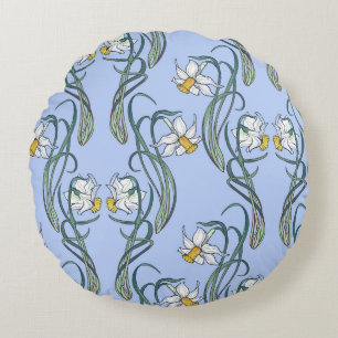 Daffodils Art: Nouveau Spring Round Pillow