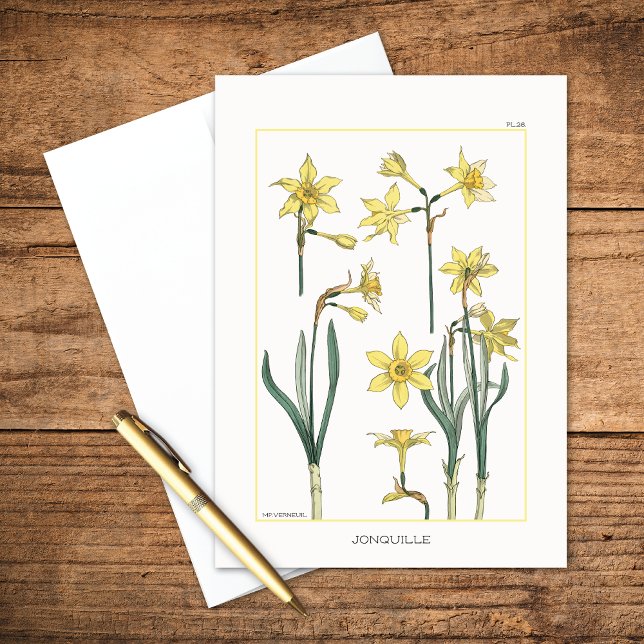 Daffodils Botanical of Maurice Verneuil Blank Card (Creator Uploaded)