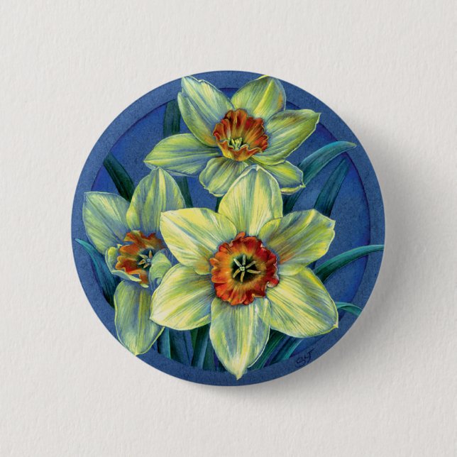 Daffodils button/badge 2 inch round button (Front)