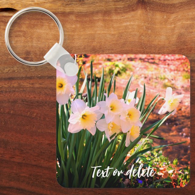 Daffodils By Brook Flower Personalized Keychain (Front)