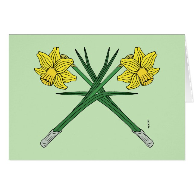 Daffodils Carte de voeux croisée (Devant horizontal)
