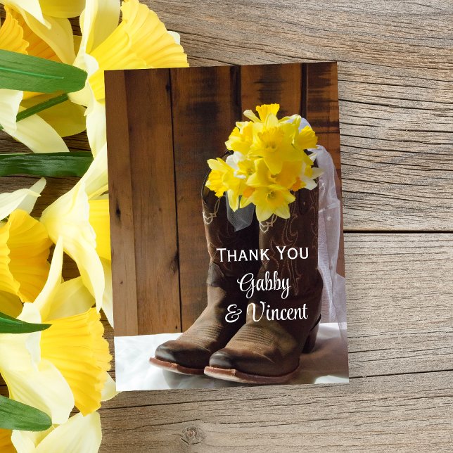 Daffodils Cowboy Boots Western Wedding Thank You (Creator Uploaded)