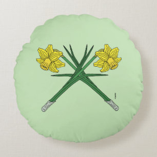 Daffodils Crossed Round Pillow