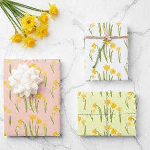 Daffodils Easter Spring Floral Pattern Bulbs Gift Wrapping Paper Sheet