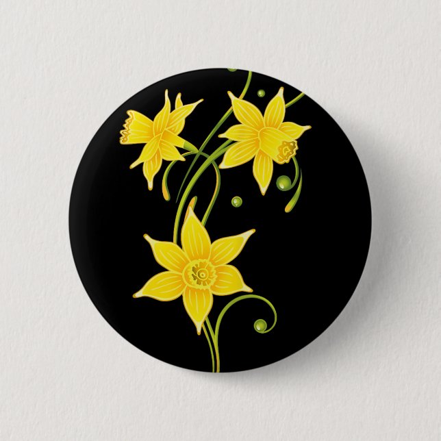 Daffodils Flower Shirt Floral Spring Design Easter 2 Inch Round Button (Front)