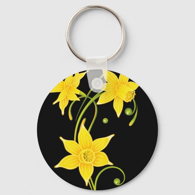 Daffodils Flower Shirt Floral Spring Design Easter Keychain (Front)