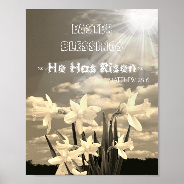 Daffodils He Has Risen Easter Poster Print (Front)