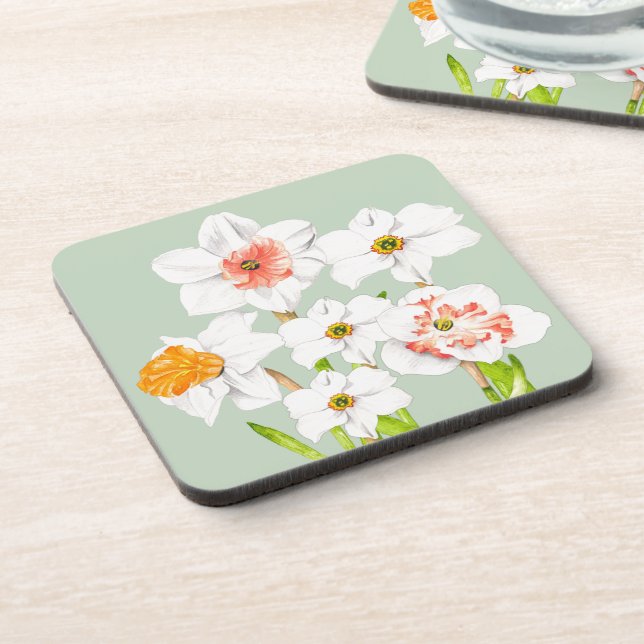 Daffodils on a Coaster Set (Left Side)