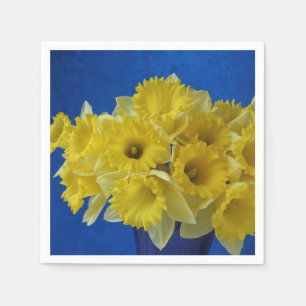 Daffodils on blue napkin