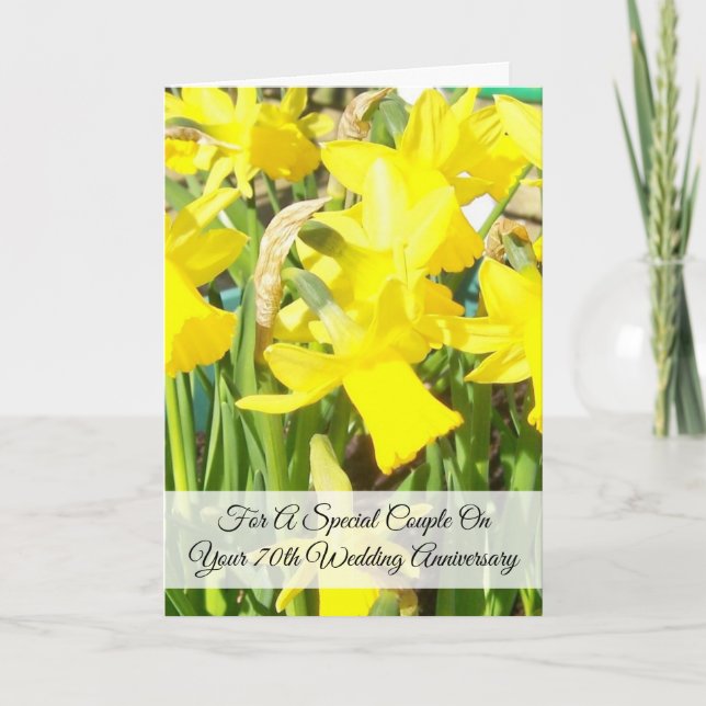 Daffodils Personalised 70th Wedding Anniversary Card (Front)