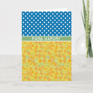 Daffodils, Polka Dots Easter Card Welsh Greeting
