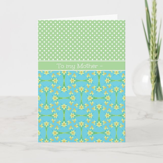 Daffodils, Polkas, March Birthday Card for Mother (Front)