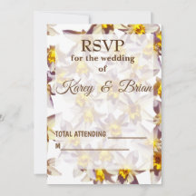 Daffodils Script , Elegant  RSVP Photo Card
