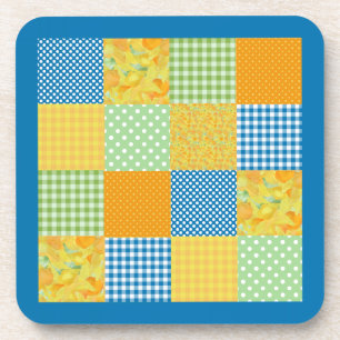 Daffodils Set of Coasters, Country Faux-Patchwork Coaster