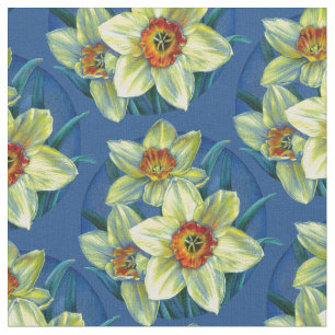 Daffodils spring botanical art watercolor fabric