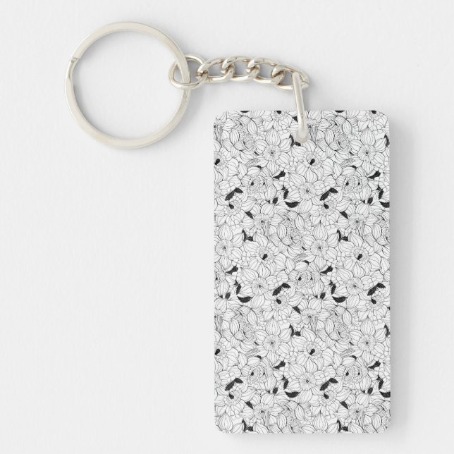 Daffodils spring floral pattern keychain (Front)