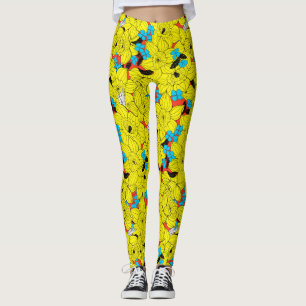Daffodils spring floral pattern leggings