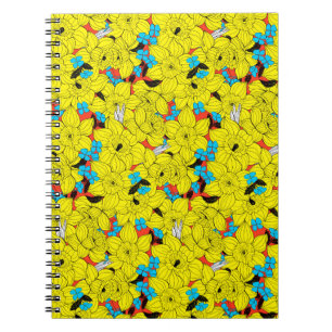 Daffodils spring floral pattern notebook